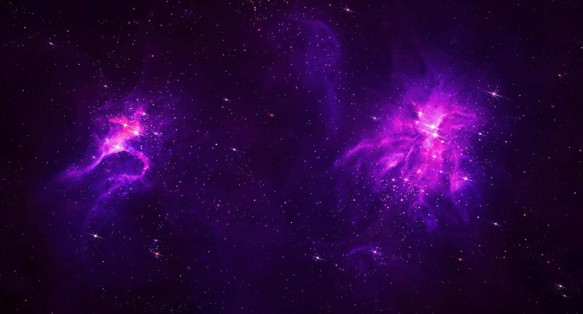 在深空中與星星一起閃耀的紫色星雲。