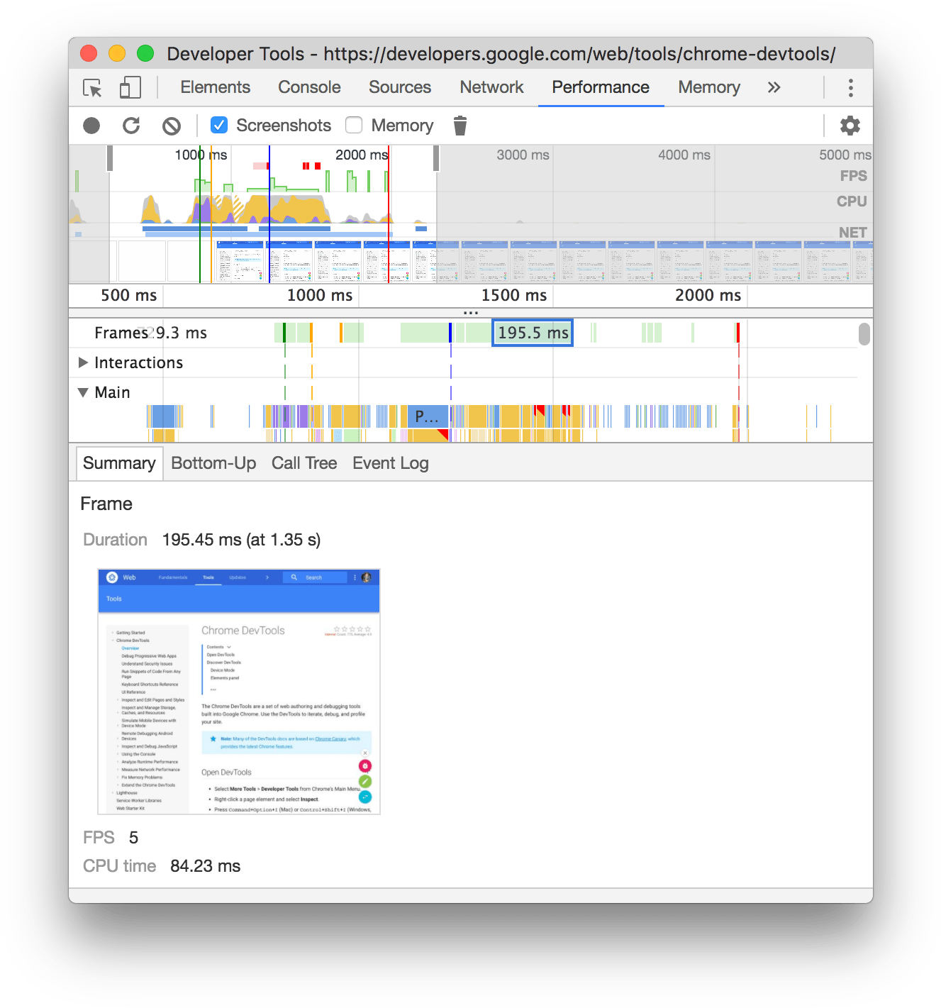 Chrome開發者工具效能分頁 壁紙 — Chrome DevTools 效能標籤頁，顯示幀率和 CPU 使用率圖表，並突出顯示效能指標。