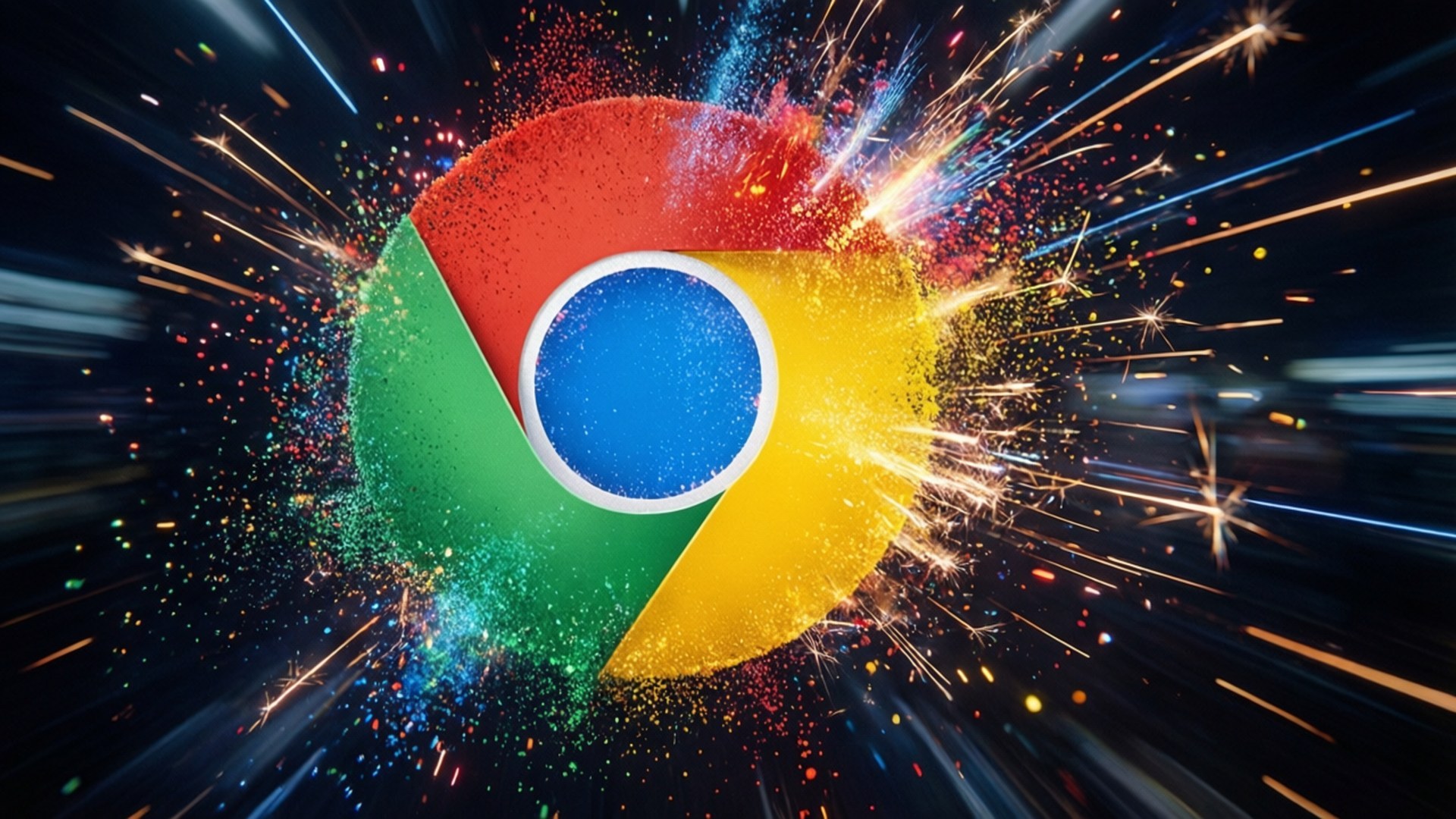 Google Chrome 標誌爆發煙火和閃爍