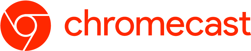Chromecast 標誌紅色背景 壁紙 — 黑色背景上帶有圓形圖標和文字的醒目橙色Chromecast標誌。