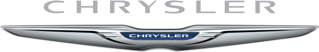 Chrysler 標誌徽章 壁紙 — 閃亮的鍍鉻克萊斯勒標誌，帶有銀色翅膀和藍色徽章，背景為黑色。