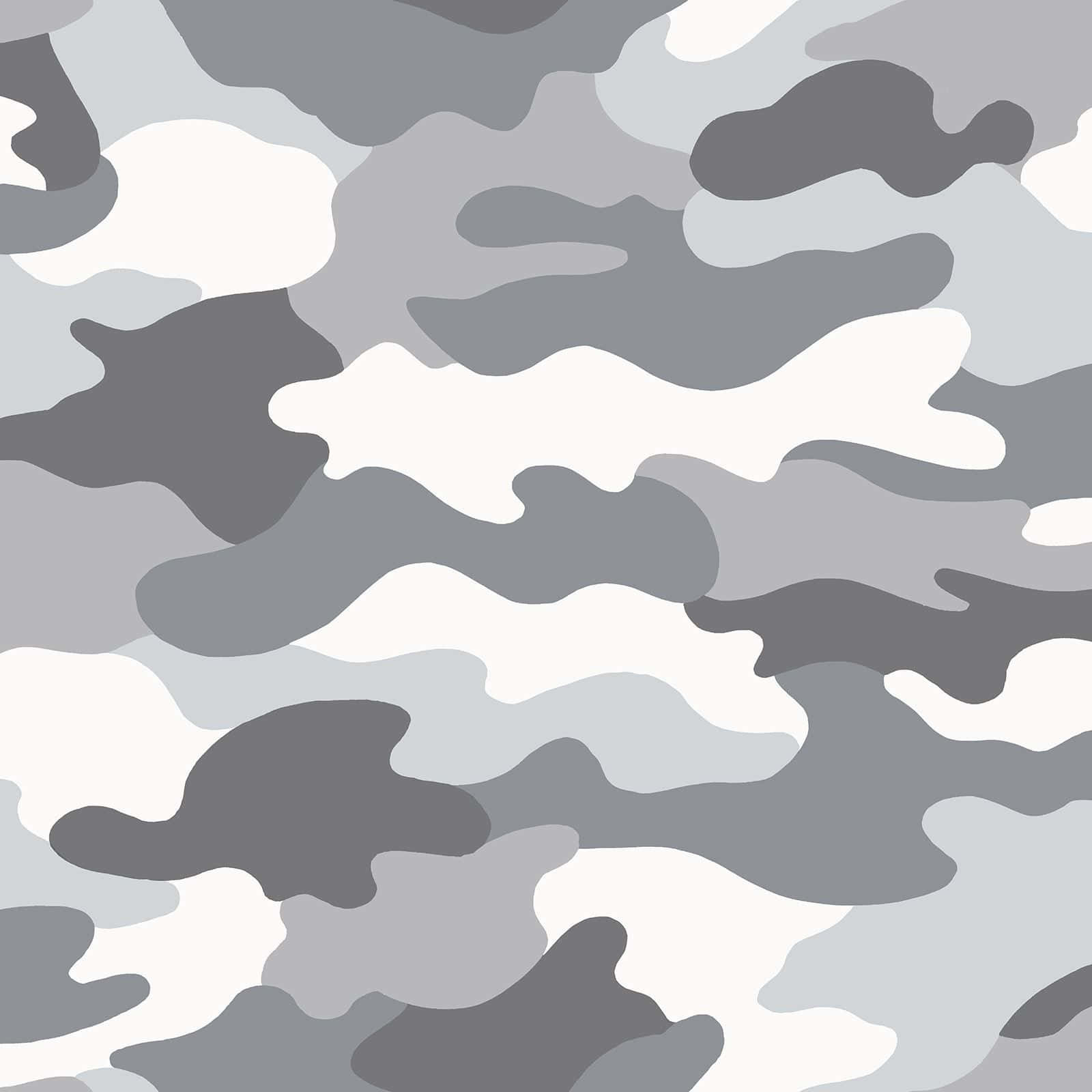 Chucoco 灰色軍事迷彩背景 壁紙 — 無縫灰色和白色迷彩圖案，帶有柔和混合的形狀和柔和色調。