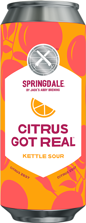 Citrus Got Real 燒開式酸味汽水罐 壁紙 — 一個充滿活力的橙色和粉紅色Springdale Citrus Got Real壺酸啤酒罐，帶有柑橘水果圖案。