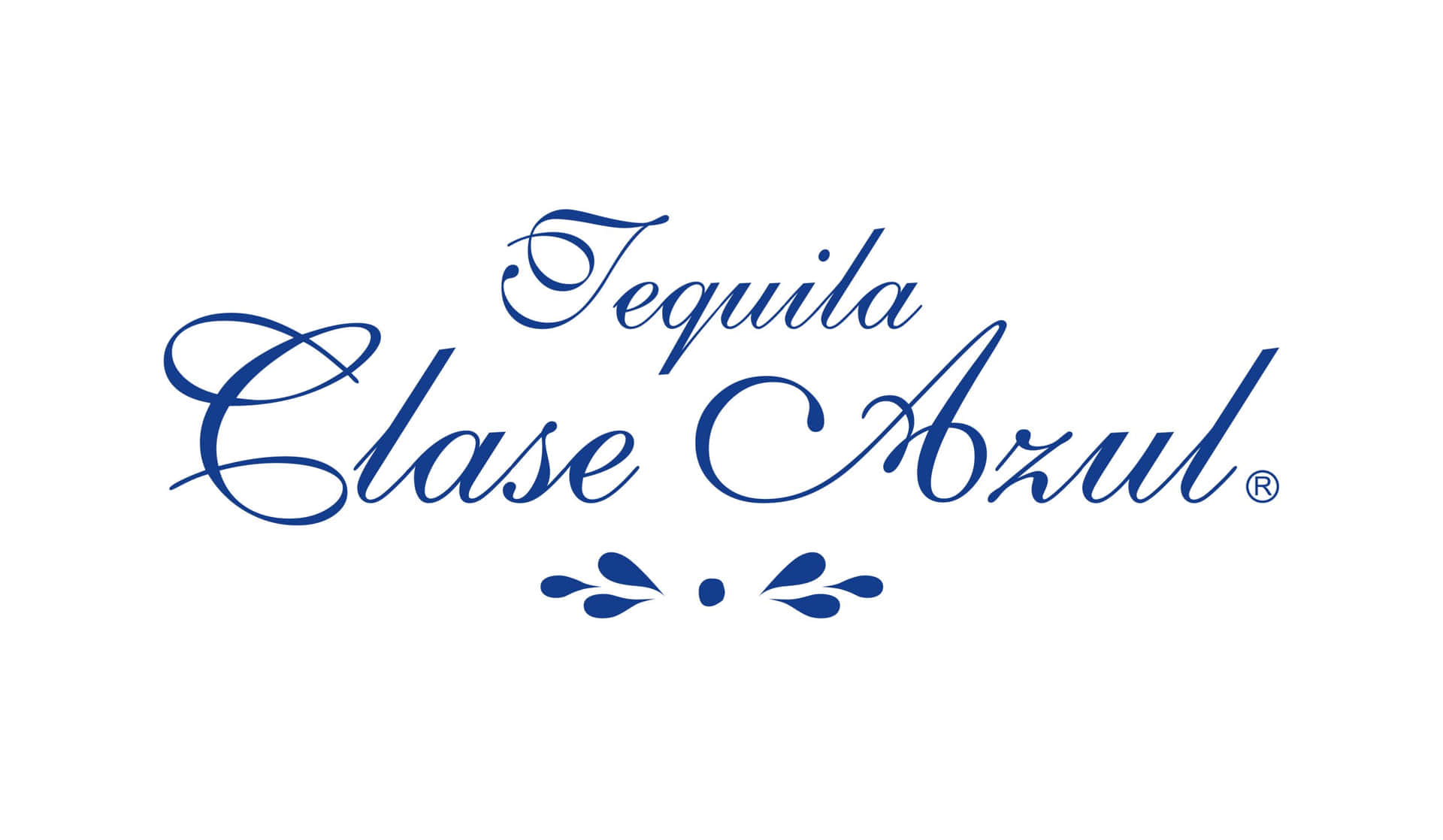 Tequila Clase Azul 品牌標誌，藍色草書字體帶裝飾元素。