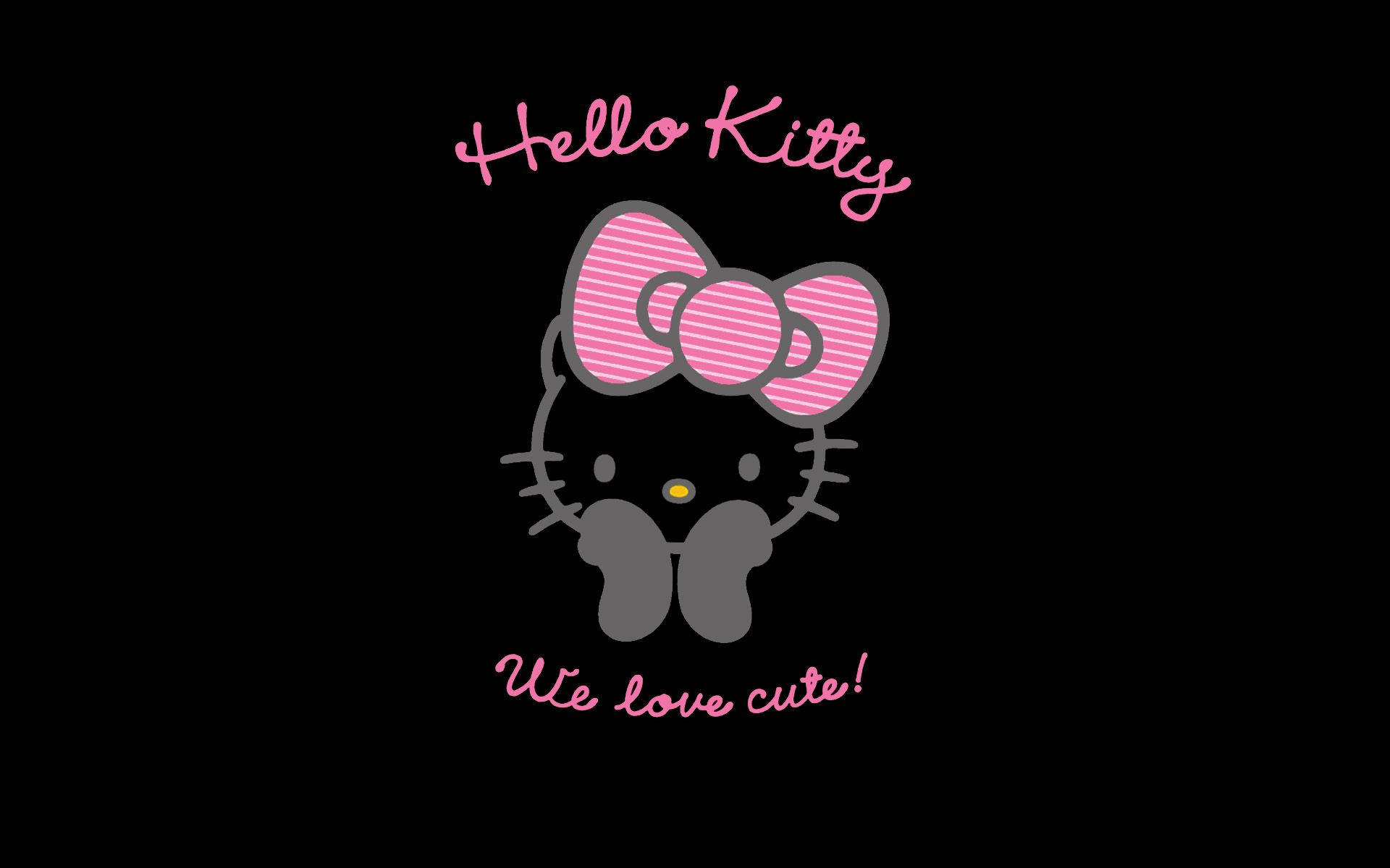 粉紅Hello Kitty輪廓在黑色背景上的壁紙。