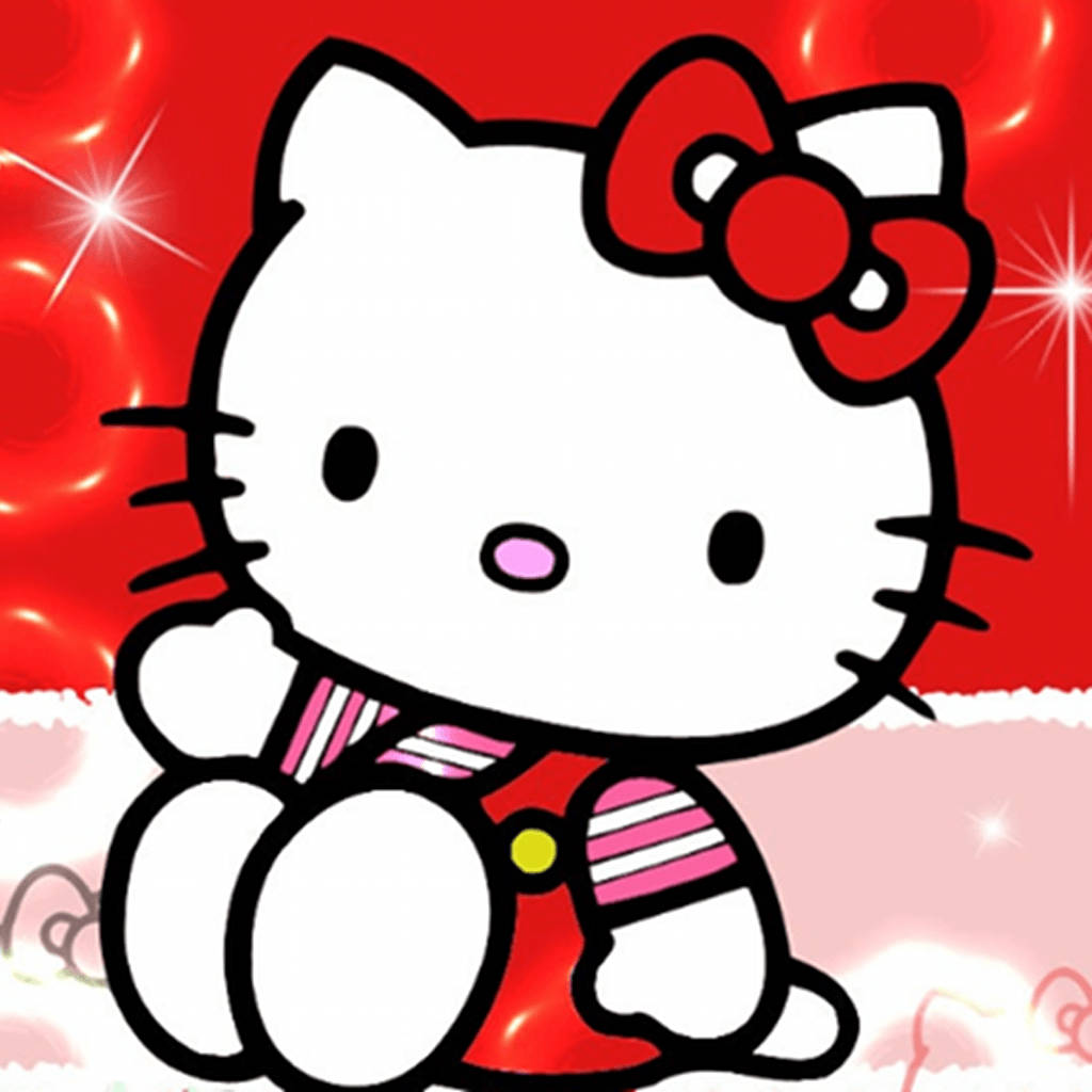 紅色背景下的紅色Hello Kitty壁紙
