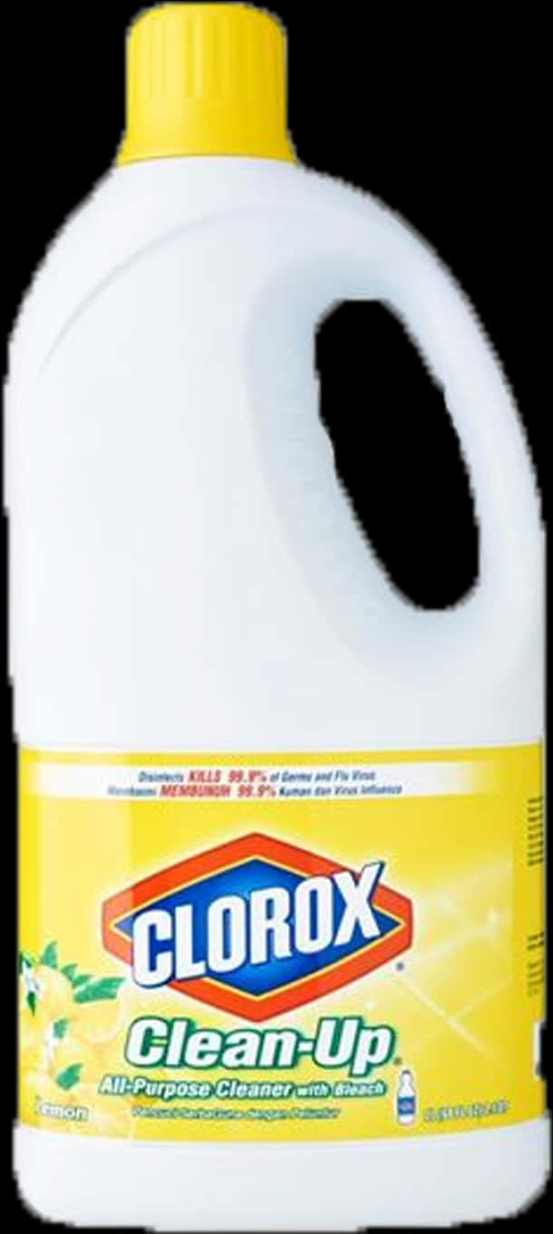 Clorox Clean-Up 含漂白劑清潔劑瓶 壁紙 — 一個白色塑膠瓶的Clorox Clean-Up多用途清潔劑，帶有檸檬香味和黃色瓶蓋，背景為黑色。
