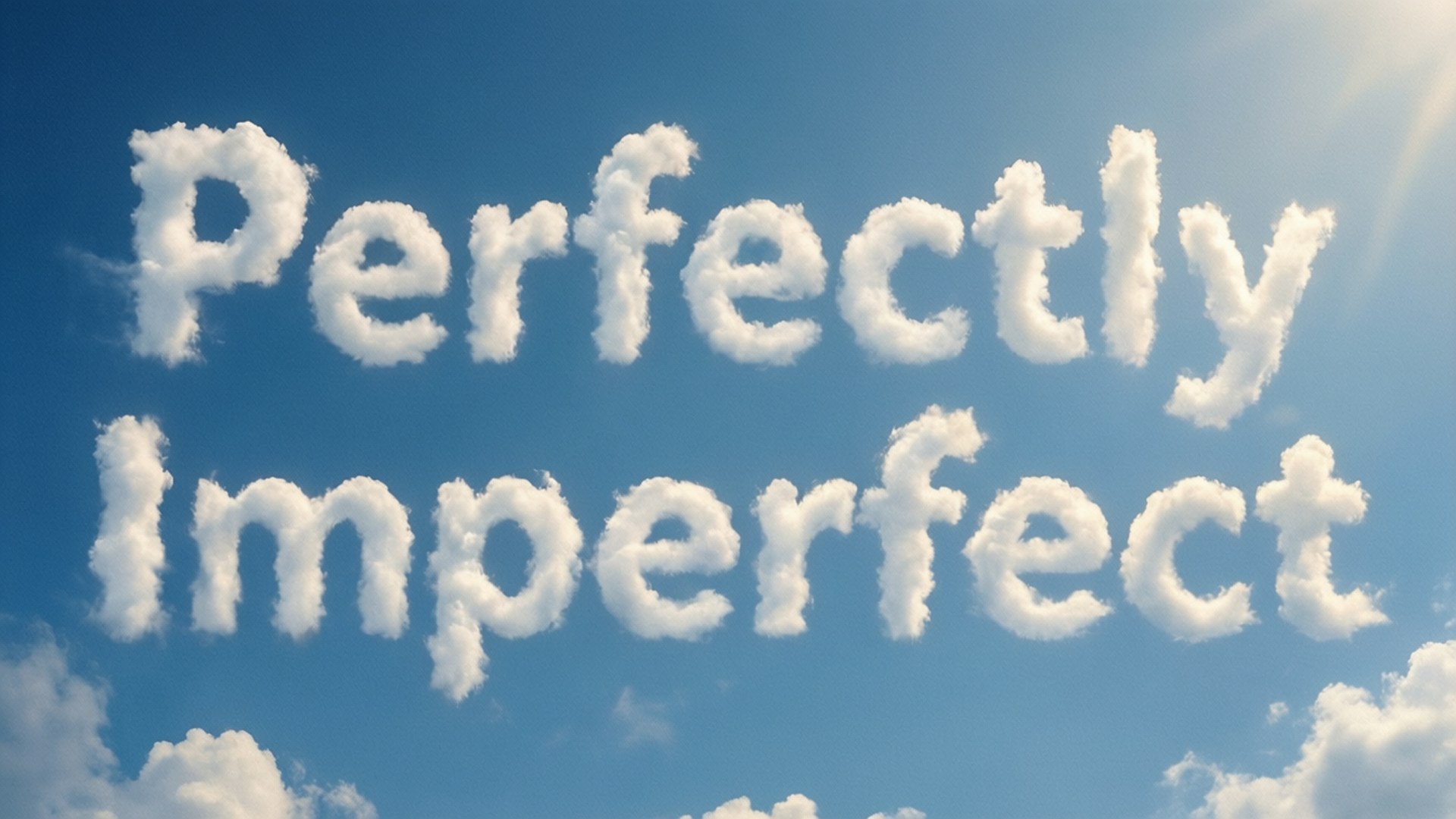 雲朵在清澈的藍天上形成「Perfectly Imperfect」這句話。