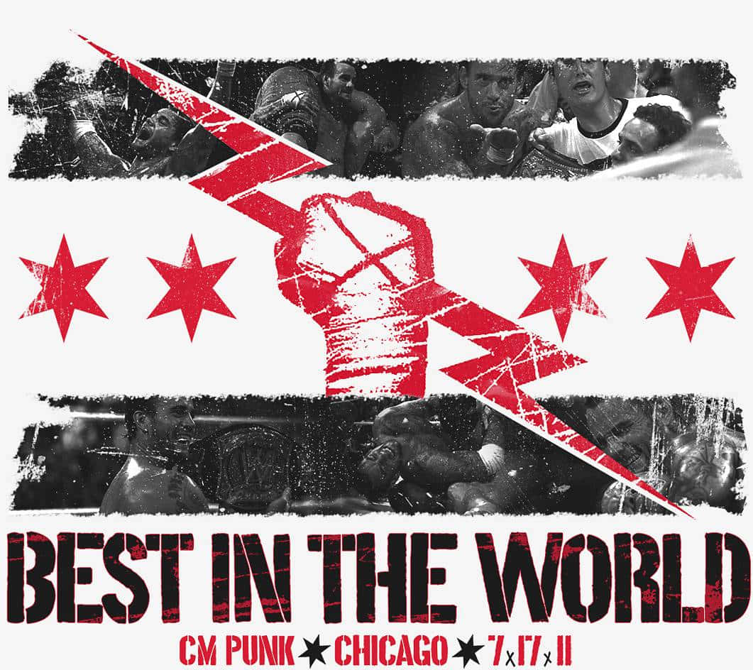 CM Punk 在芝加哥的摔角活動海報，採用紅色拳頭和星星設計。