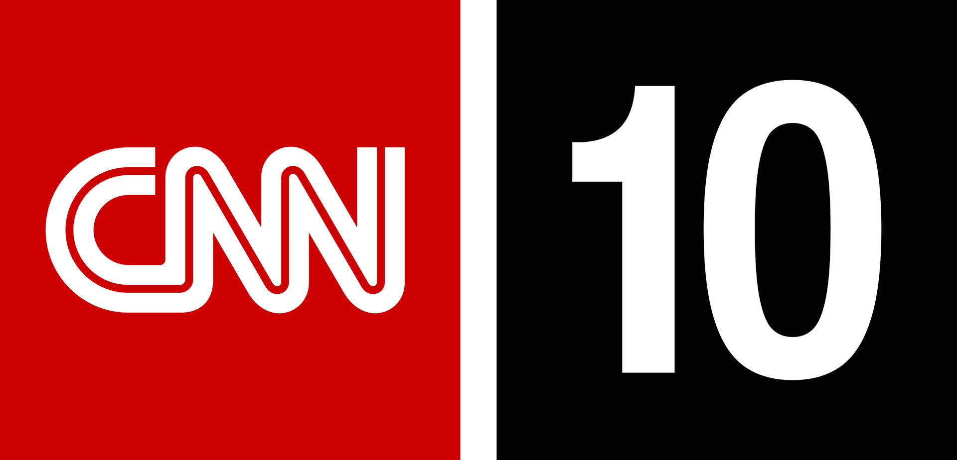 CNN標誌和數字十以白色粗體顯示在紅黑背景上。