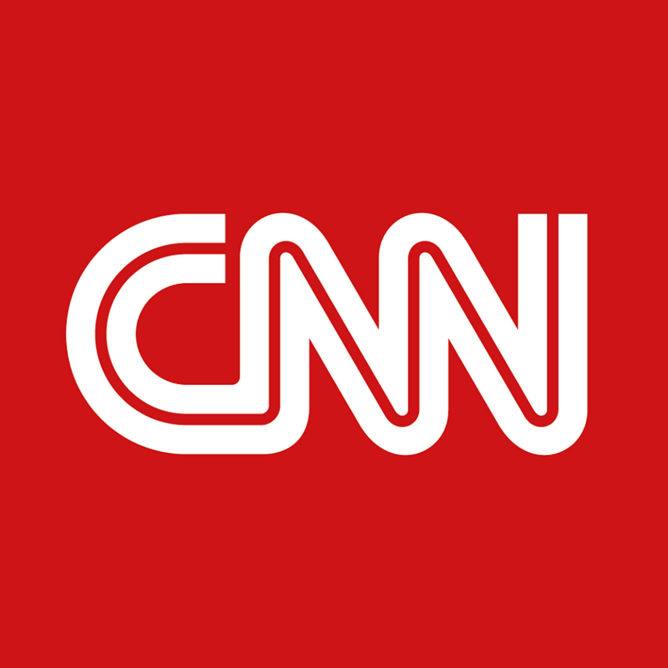 CNN 國際新聞品牌 壁紙 — 大膽的白色CNN標誌居中放置在純紅色背景上，搭配簡潔現代的字體。
