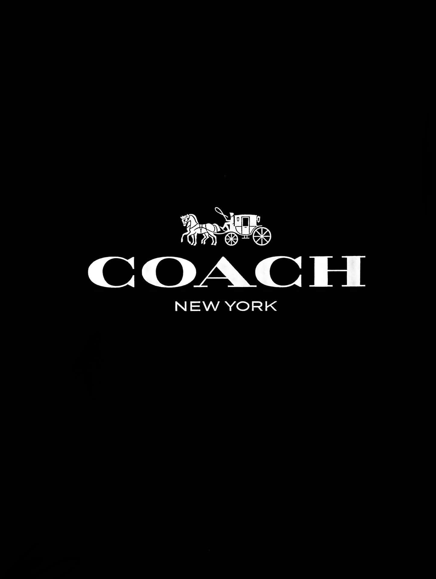 Coach New York標誌配馬匹及馬車於黑色背景上