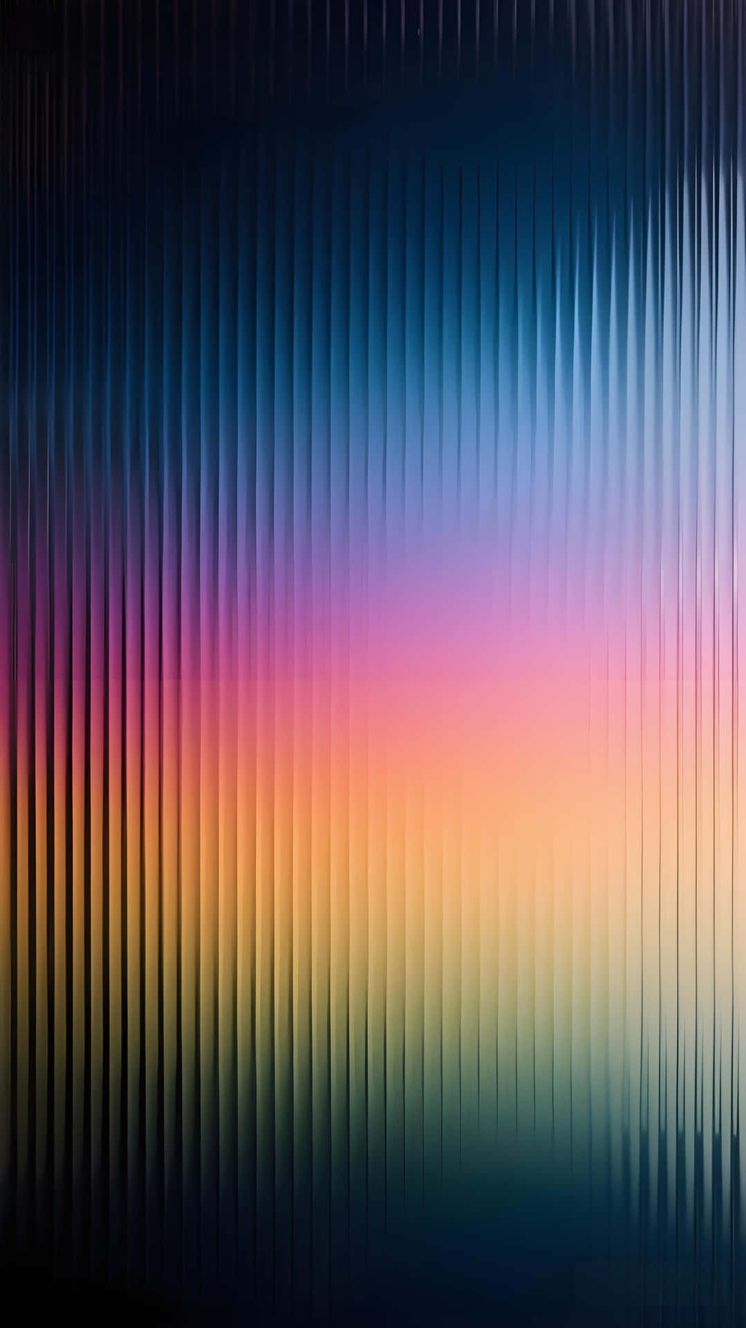 Colorful Stripes: Modern Gradient Art Wallpaper 壁紙 — 垂直羅紋面板顯示從深藍色到充滿活力的粉紅橙色和藍綠色的漸變，營造出現代抽象背景。