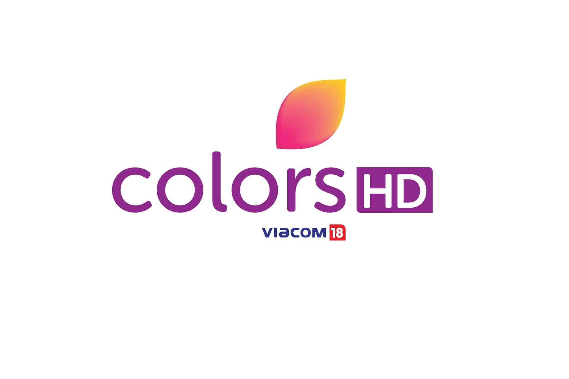 帶有漸變葉子和Viacom 18品牌的Colors HD標誌。