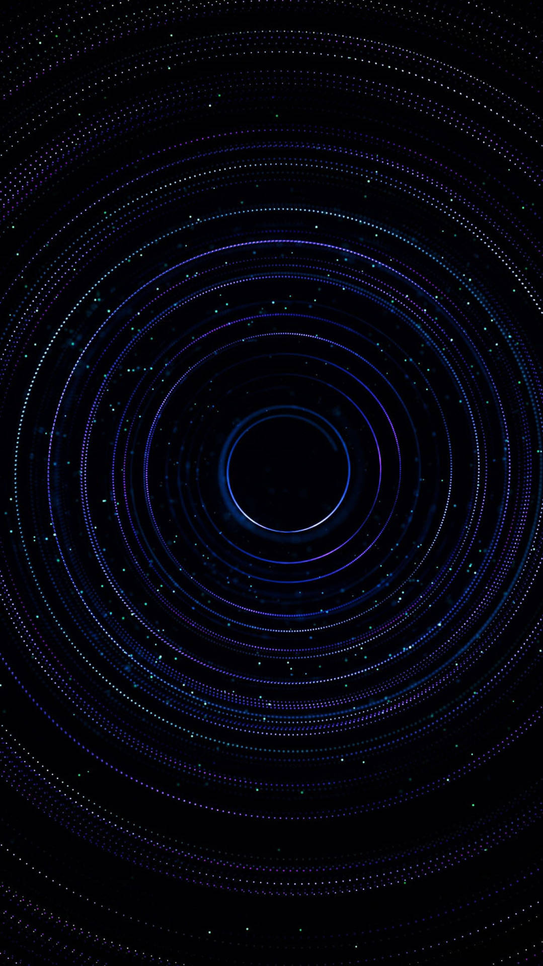 在黑暗宇宙虛空中向外輻射的催眠藍色發光環。