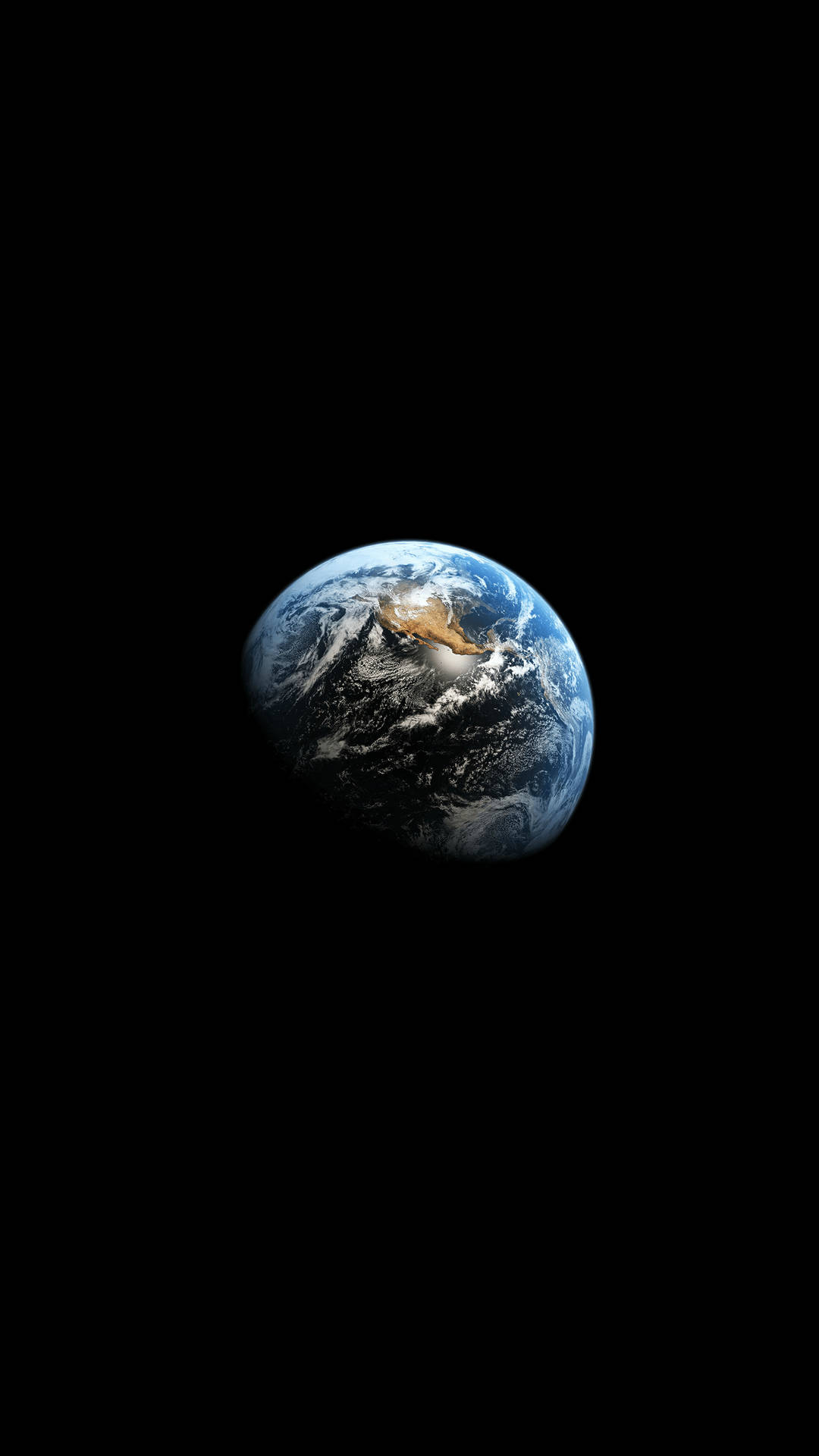從太空看地球，有藍色海洋、白色雲層和深色背景。 — 地球 壁紙