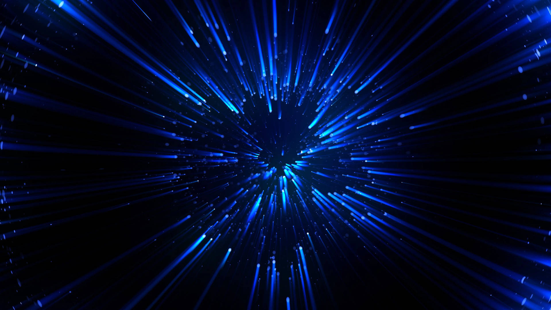 藍色光線在黑色背景上以宇宙隧道效果向外輻射。