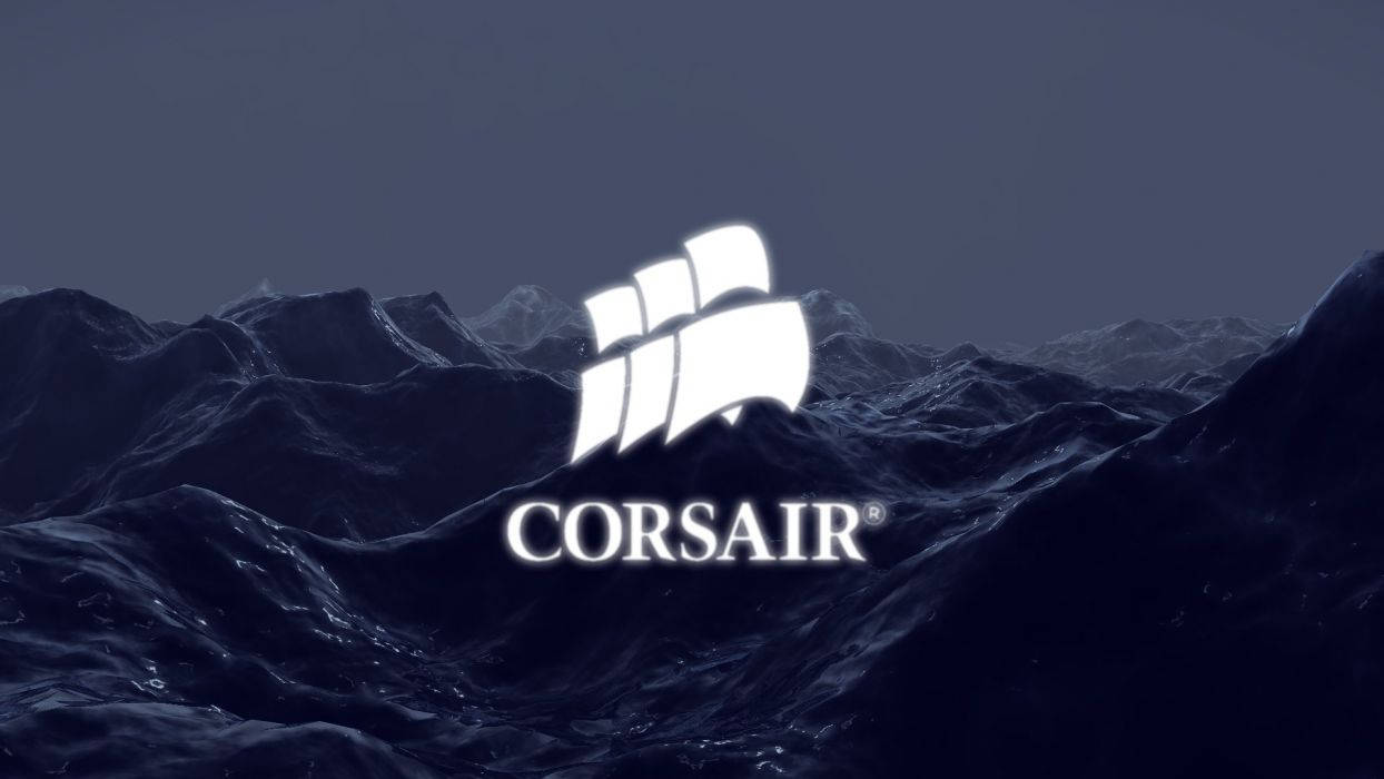 夜間在黑暗山脈上點亮的 Corsair 品牌標誌。
