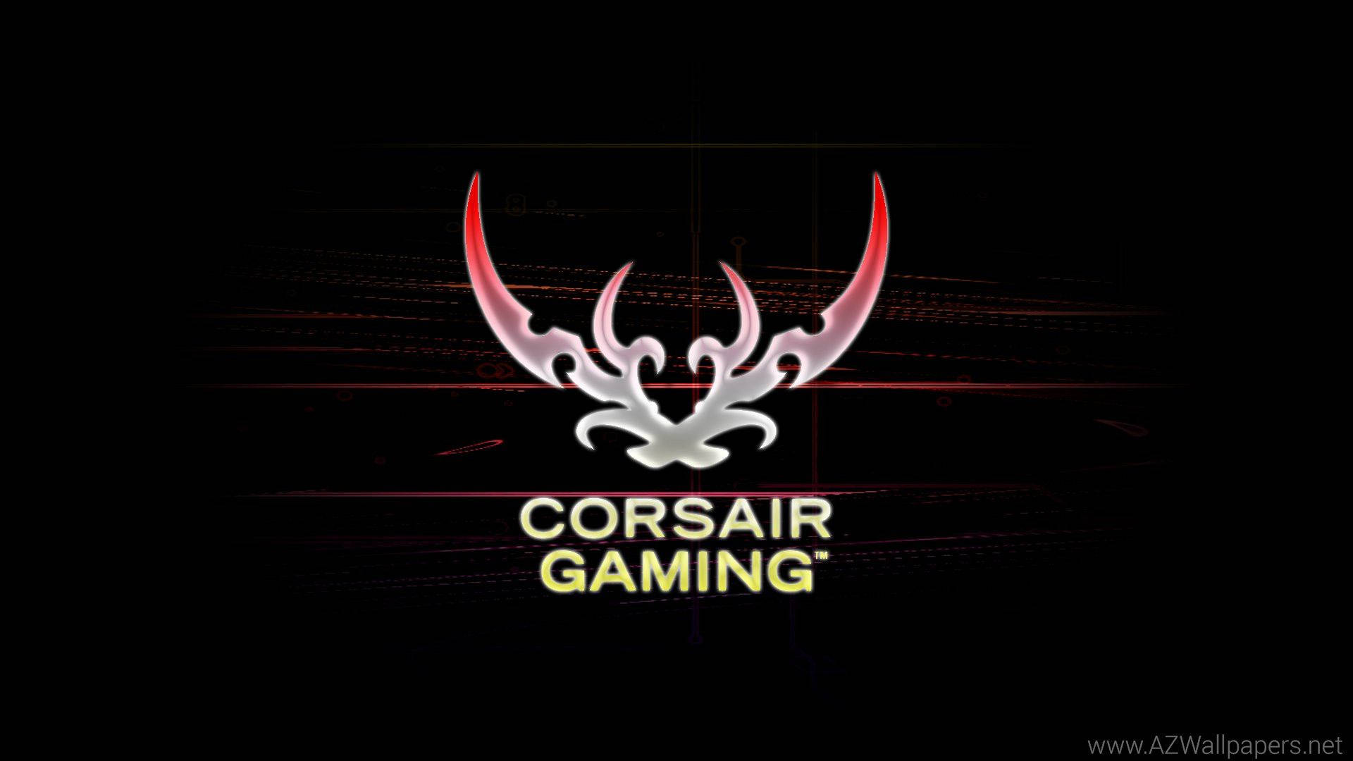 Corsair Gaming 標誌，在深色數位背景上帶有發光的紅色和銀色鹿角。