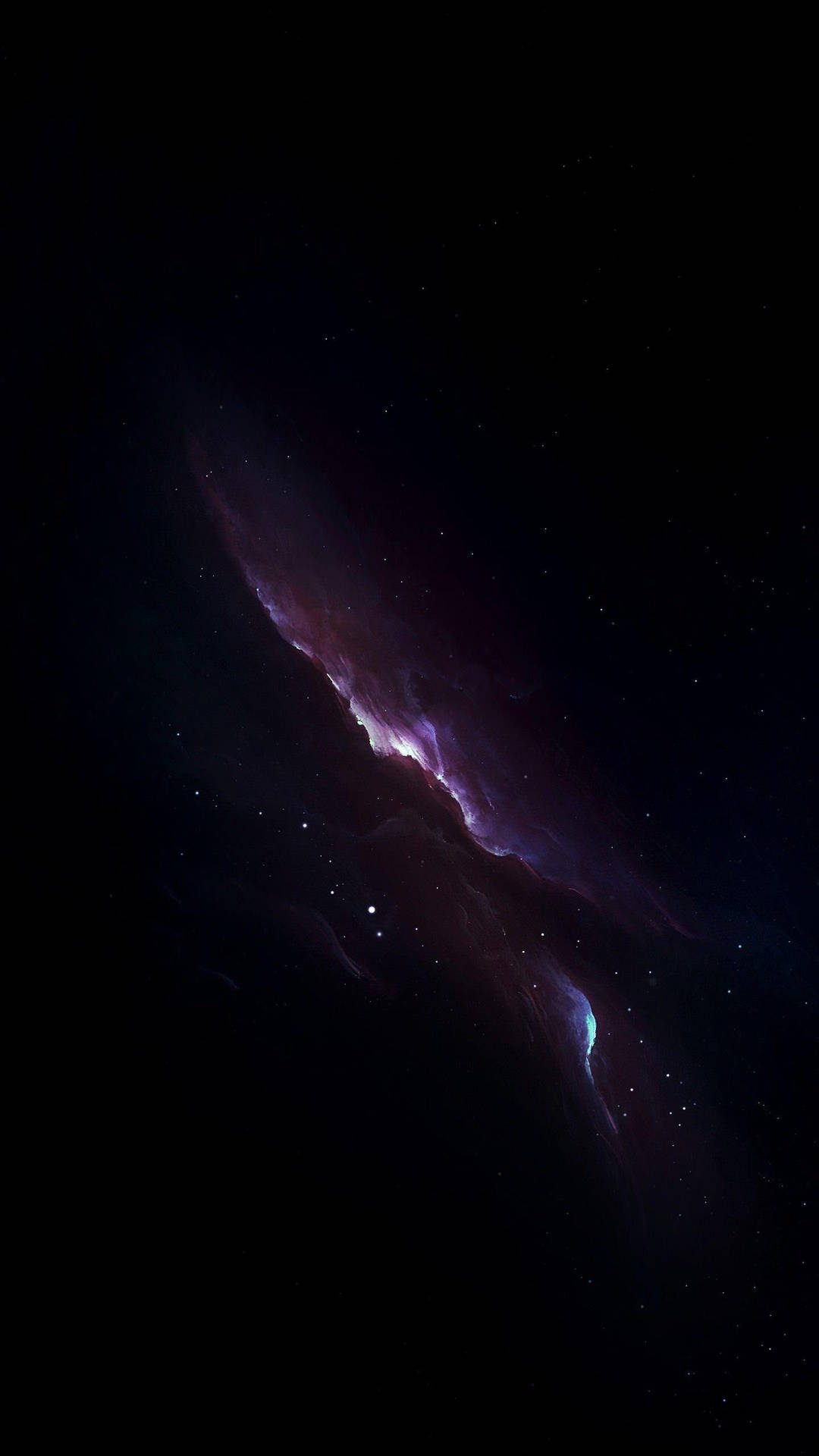 在深空中閃耀的鮮豔紫色和藍綠色星雲，散佈著星星。