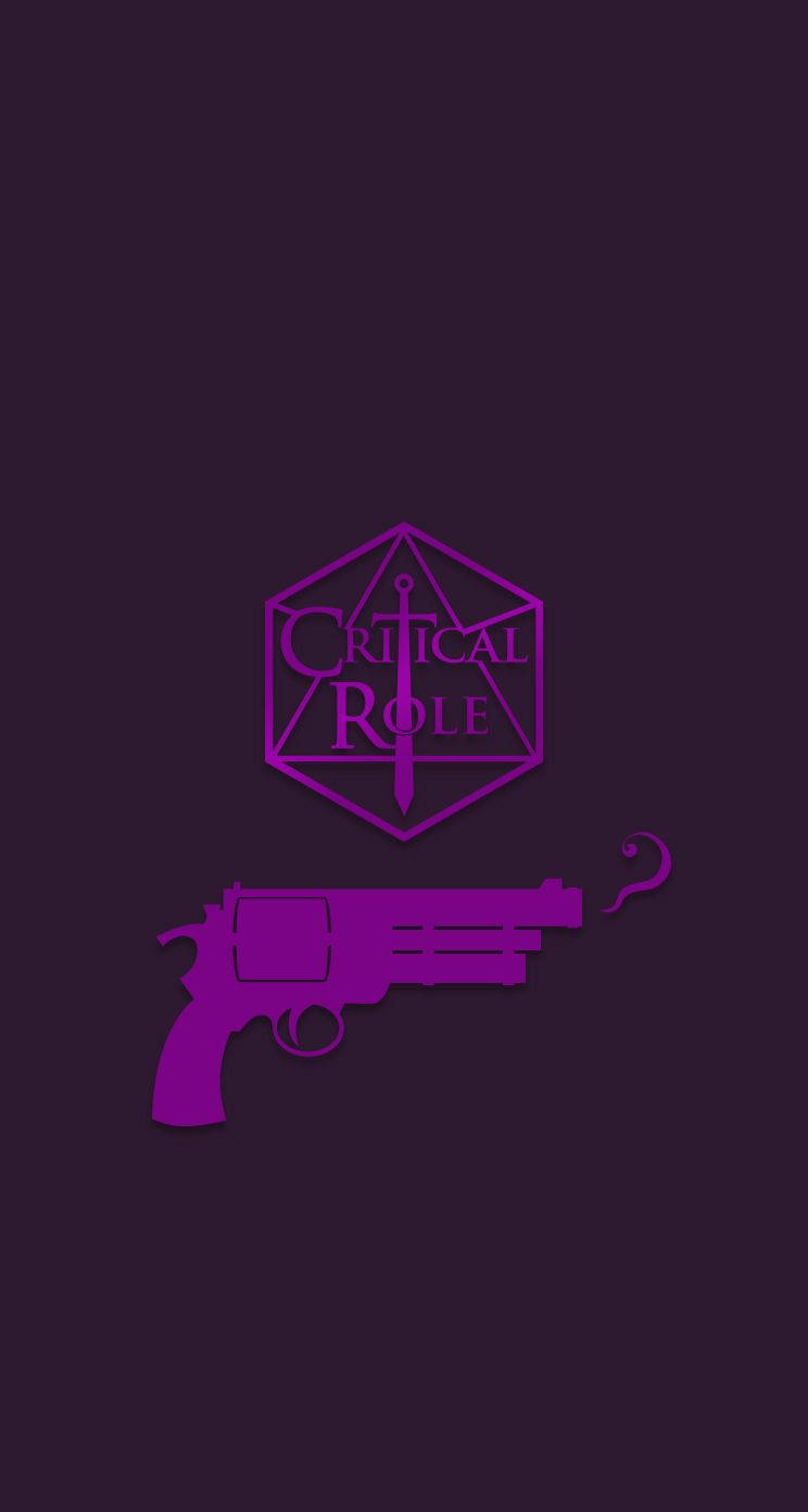 深紫色背景上的紫色左輪手槍和 Critical Role 標誌。