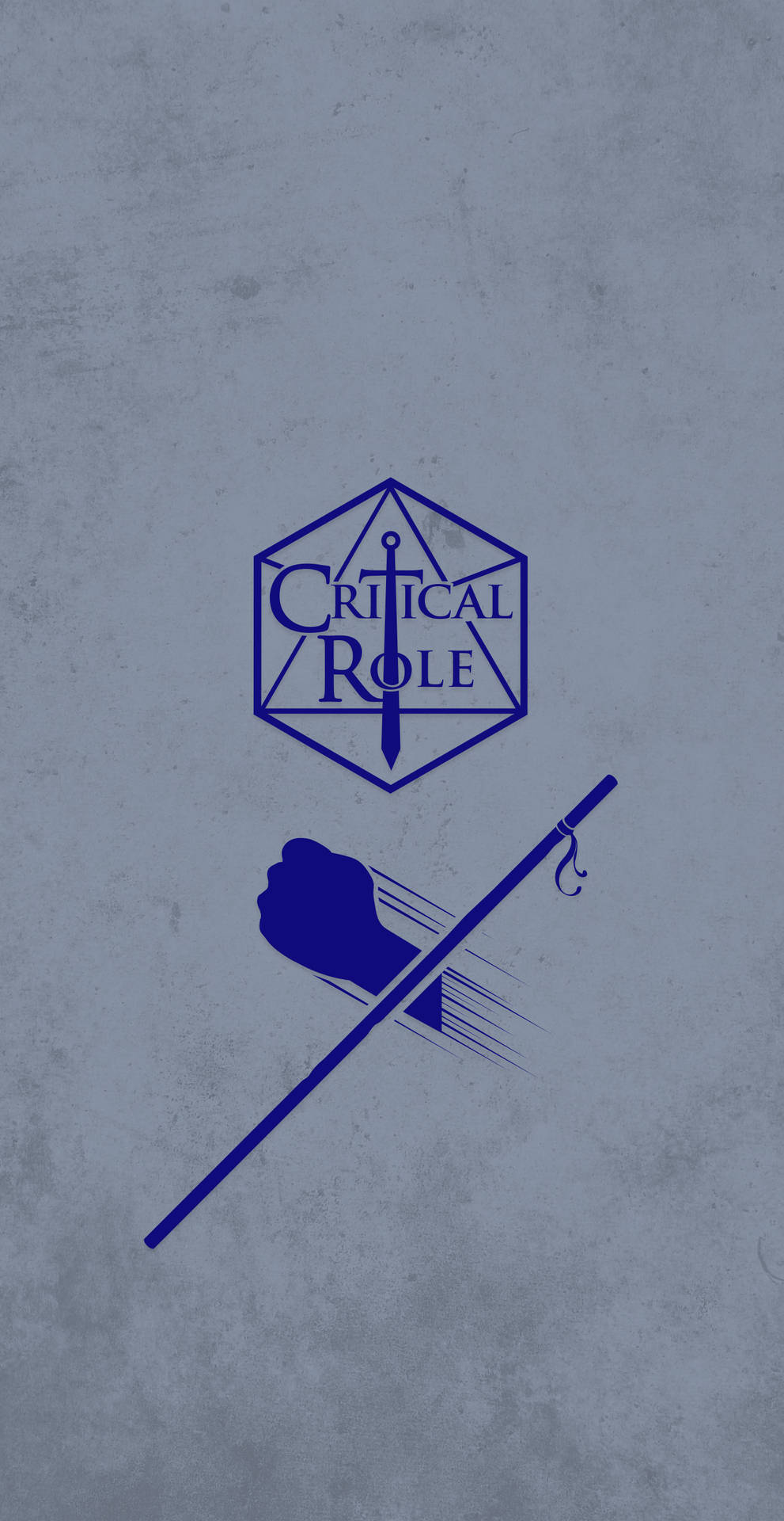 Critical Role標誌，劍和拳頭握杖，灰色背景