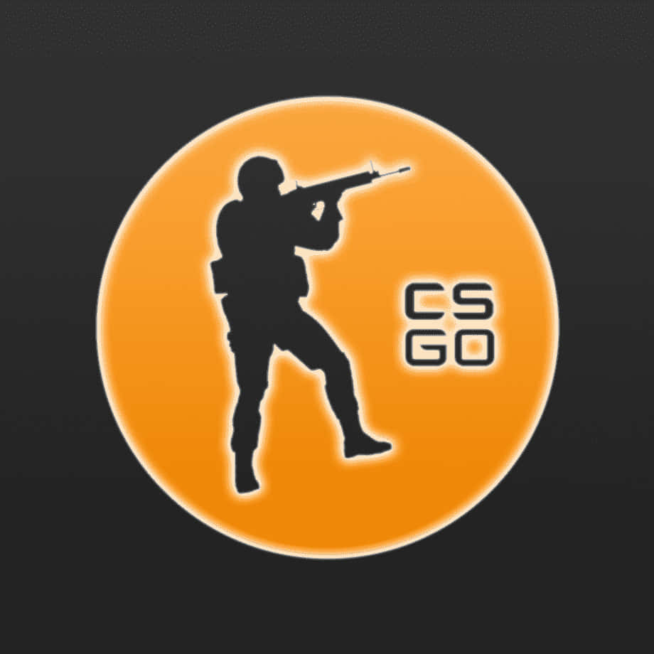 CS GO 標誌，特色為橙色圓圈中一名士兵剪影瞄準步槍。