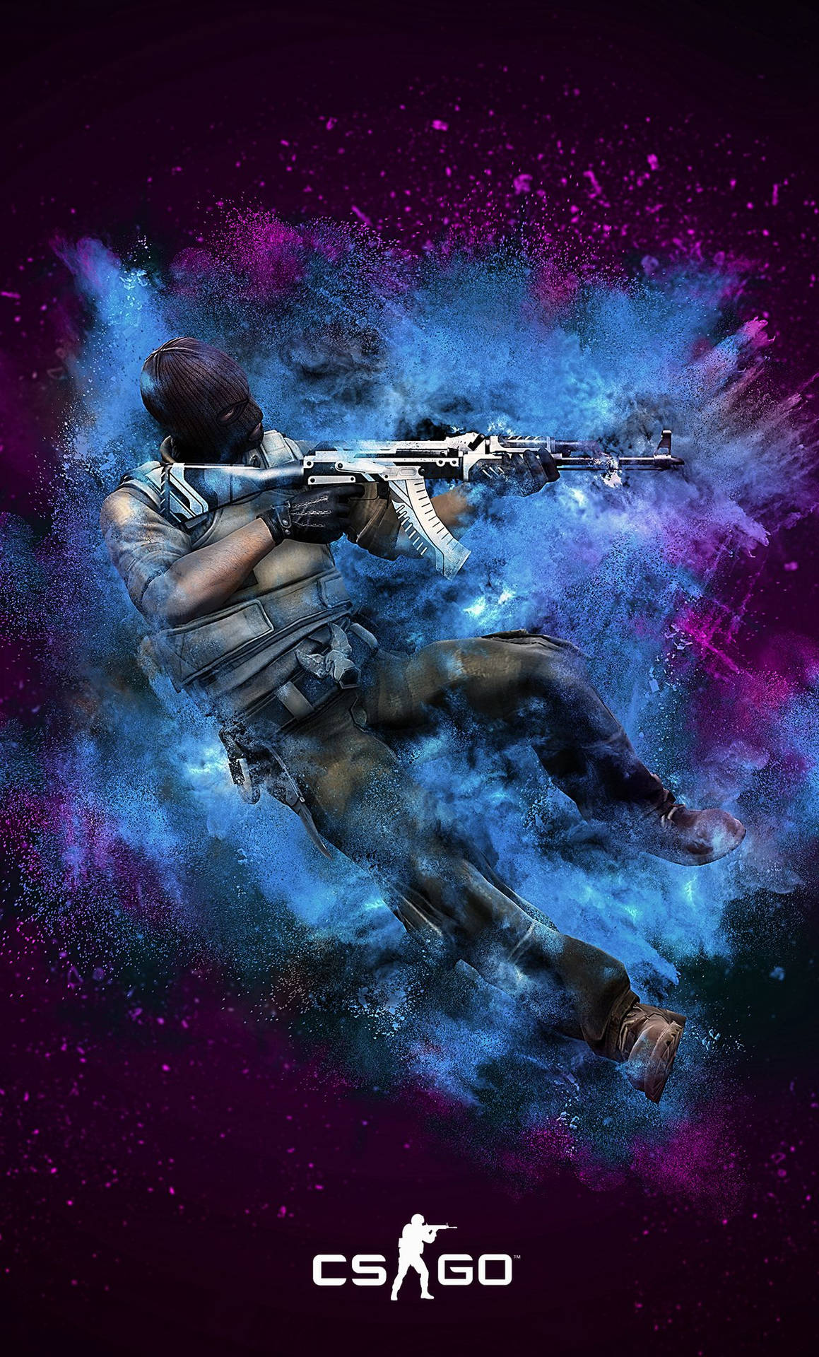CS:GO士兵在宇宙爆炸中開火步槍