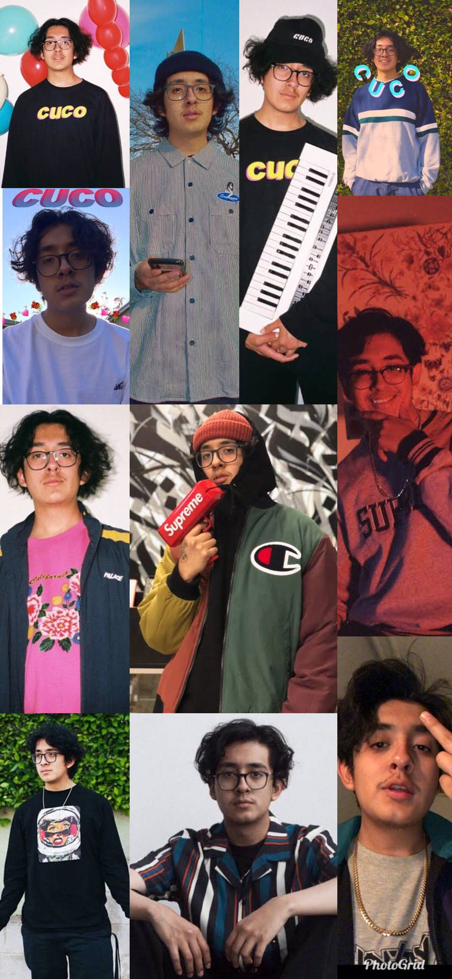 穿著街頭服飾的年輕男子在城市拼貼中擺姿勢