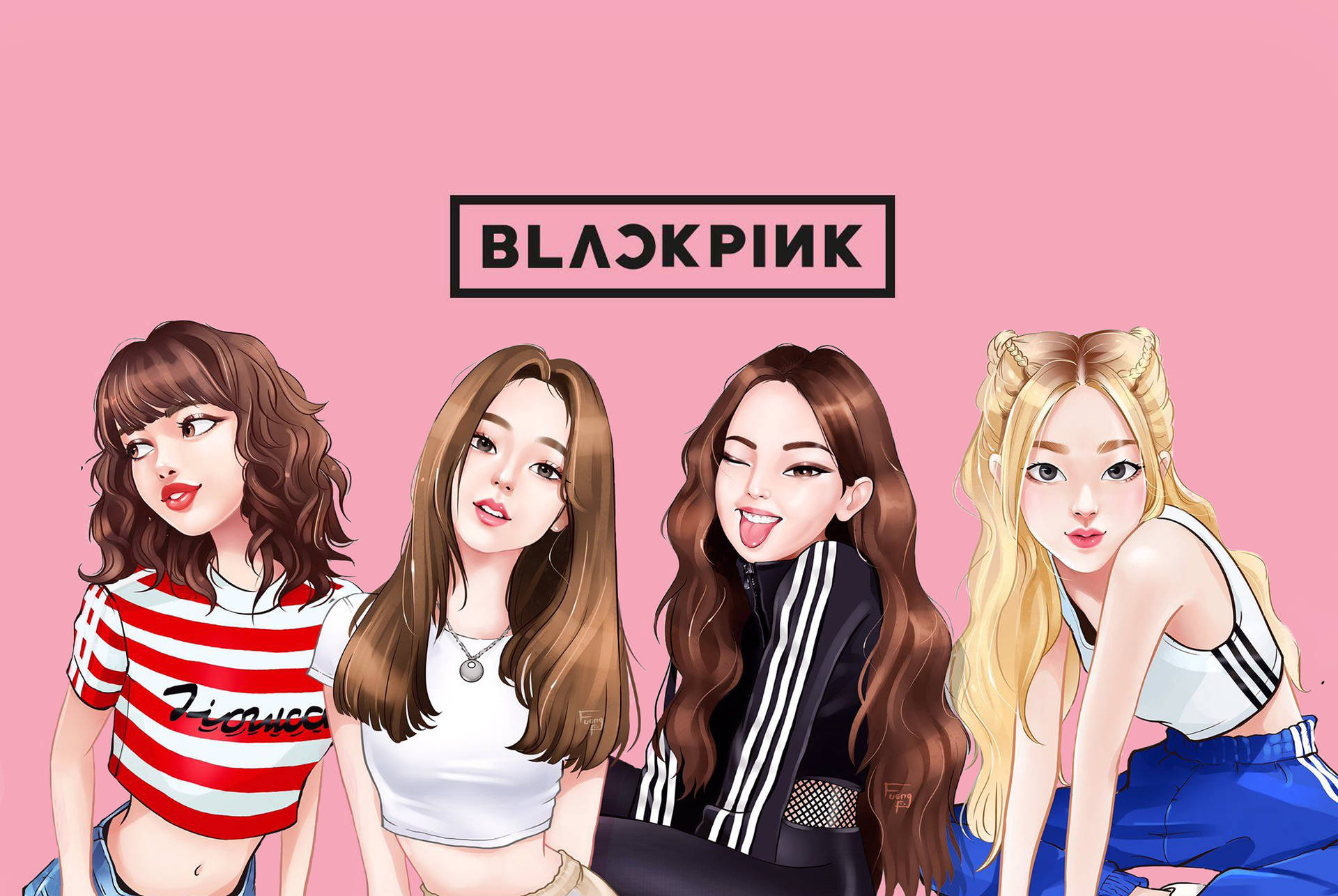 可愛BLACKPINK卡通藝術壁紙