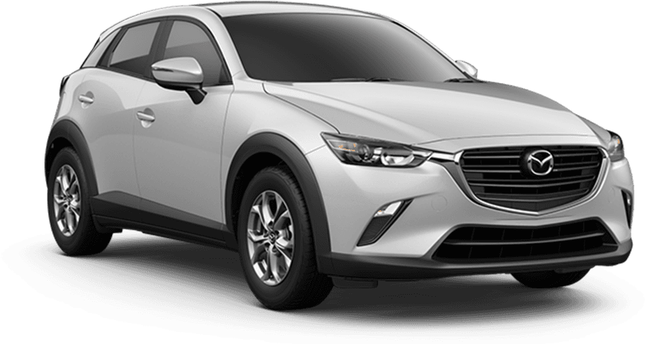 銀色馬自達CX-3 SUV 壁紙 — 一輛時尚的銀色Mazda CX-3 SUV在純黑色背景上展示，工作室燈光突出其現代曲線和合金輪圈。