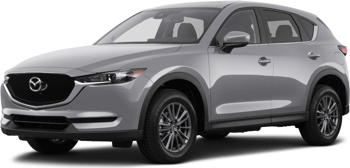 銀色馬自達CX-5 SUV側面視圖 壁紙 — 一輛時尚的銀色Mazda CX-5 SUV以側面輪廓展示在透明背景上，拋光表面有銳利反射。