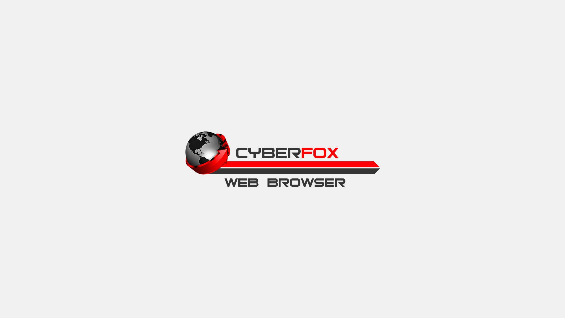 Cyberfox 瀏覽器極簡標誌 壁紙 — 一個時尚的 Cyberfox 網頁瀏覽器標誌，包含一個被紅絲帶包裹的地球，背景為純淺灰色。