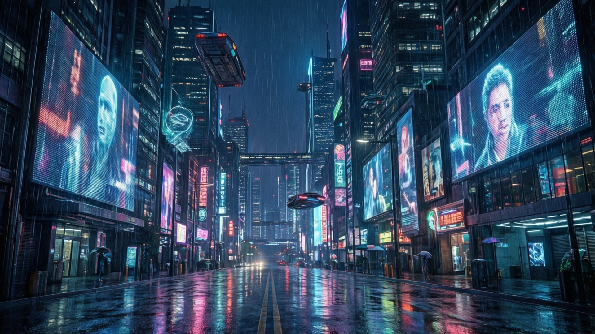Cyberpunk 城市 LED 夜景 壁紙
