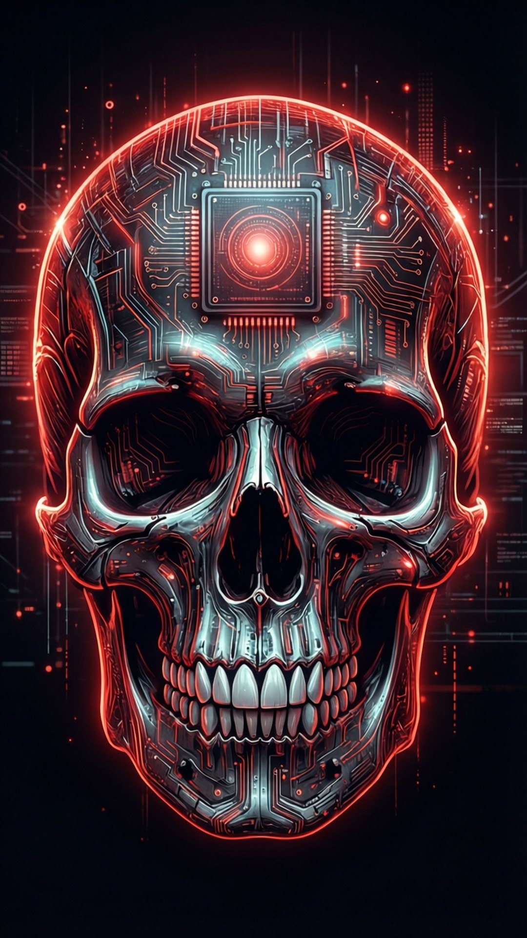 Cyberpunk 骷髏電路 壁紙