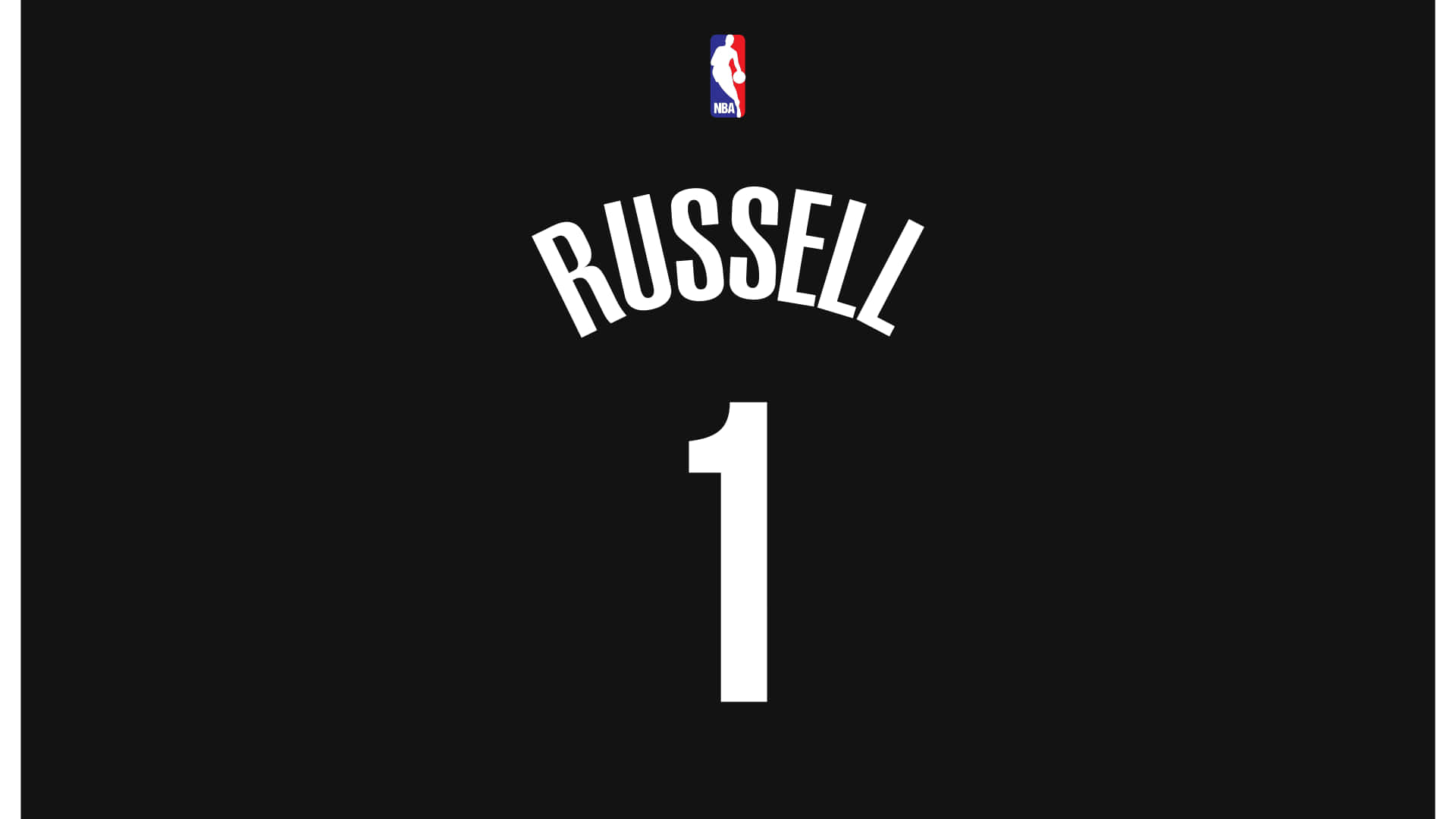黑色籃球球衣，白色名 Russell 同號碼 1。