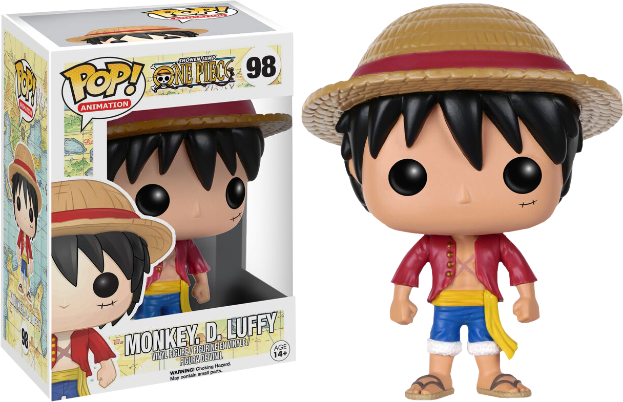 蒙奇·D·路飛 Funko Pop《海賊王》公仔 壁紙 — 來自《海賊王》的蒙奇·D·路飛 Funko Pop! 人偶站在他的收藏盒旁邊。