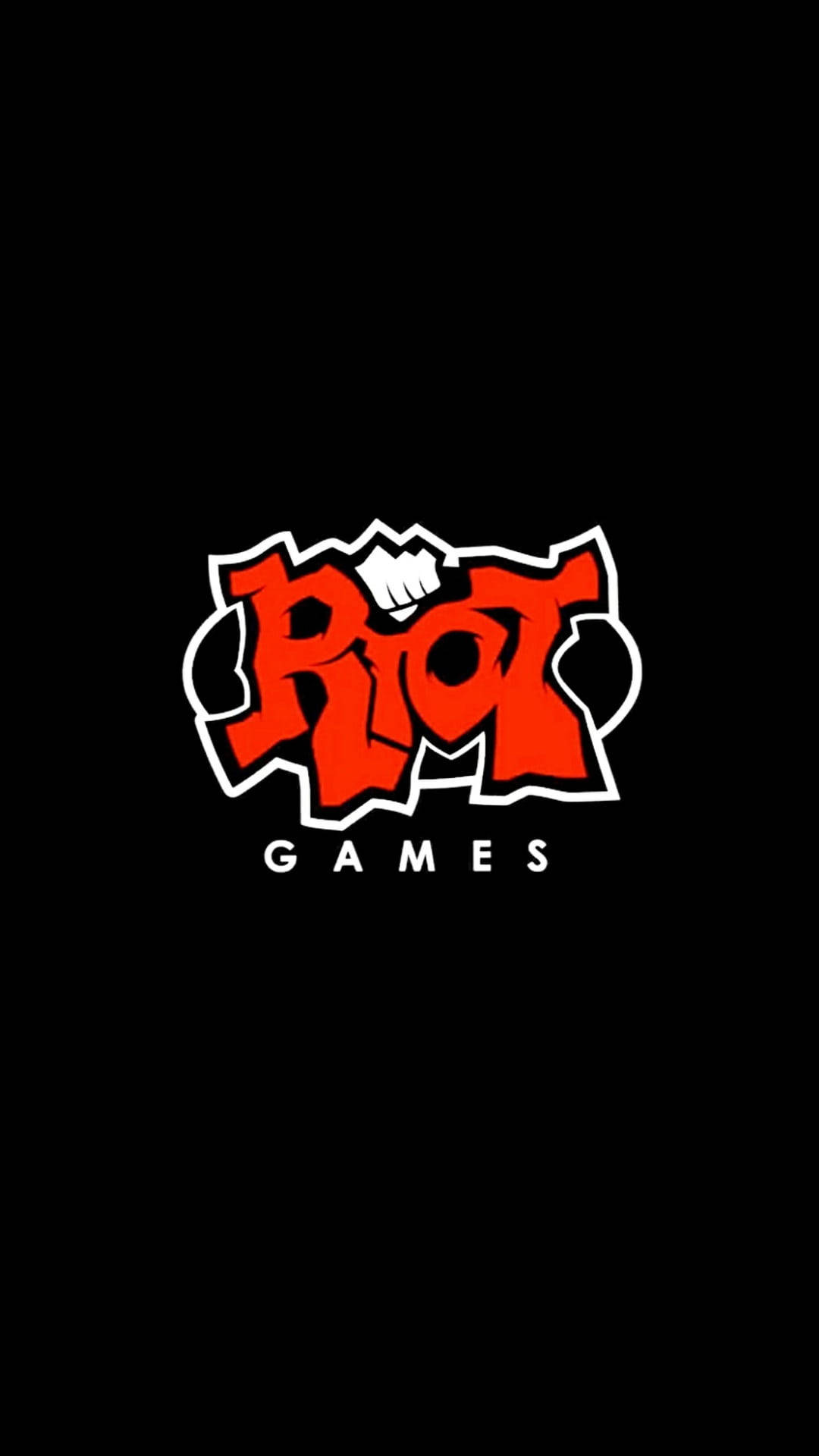 黑色背景上的紅白Riot Games標誌