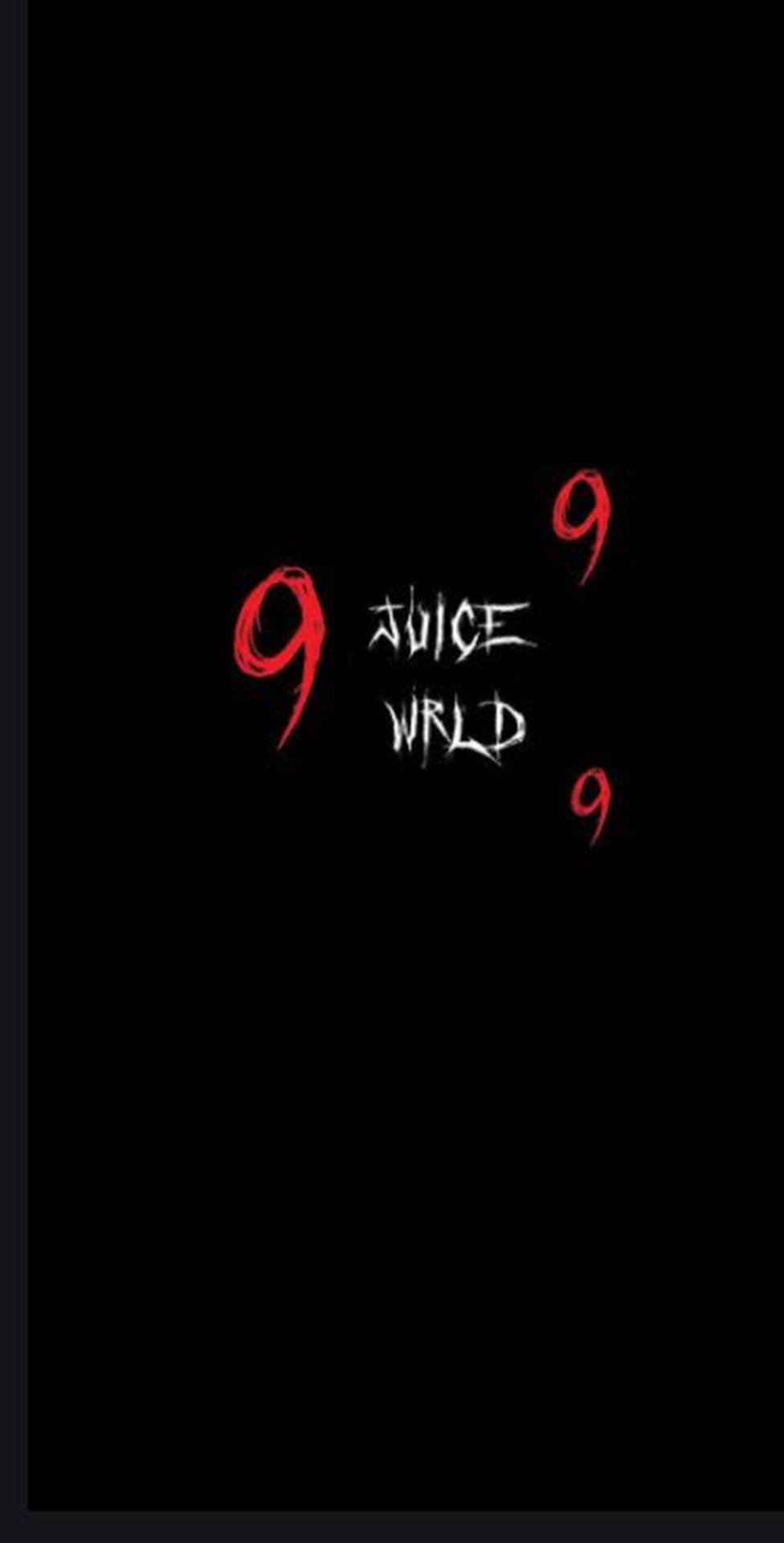 黑色背景上顯示Juice WRLD和9的紅色和白色文字。