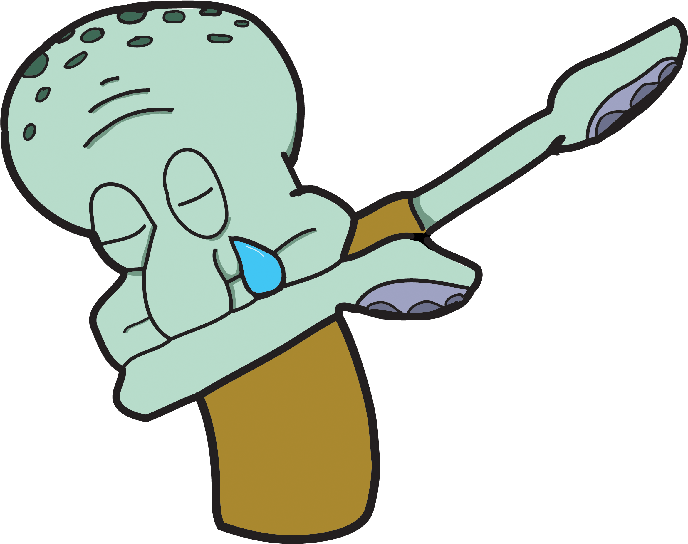 章魚哥Dab動作 壁紙 — 海綿寶寶中的章魚哥做出無聊的 dab 姿勢，一隻手臂伸展，一滴眼淚從他的眼睛落下。