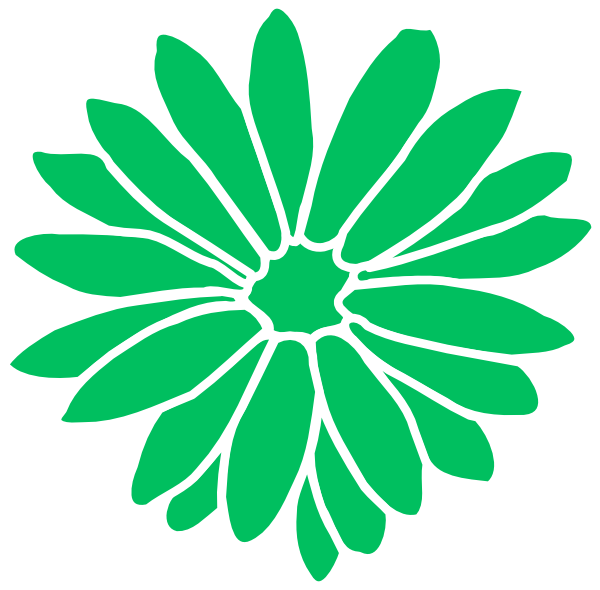 簡約綠色 Dahlia 圖形 壁紙 — 一朵大膽的綠色風格化花朵，帶有白色輪廓，在乾淨的白色背景上向外輻射。