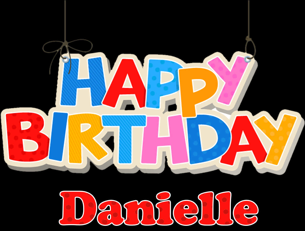 色彩繽紛的生日快樂Danielle標誌 壁紙