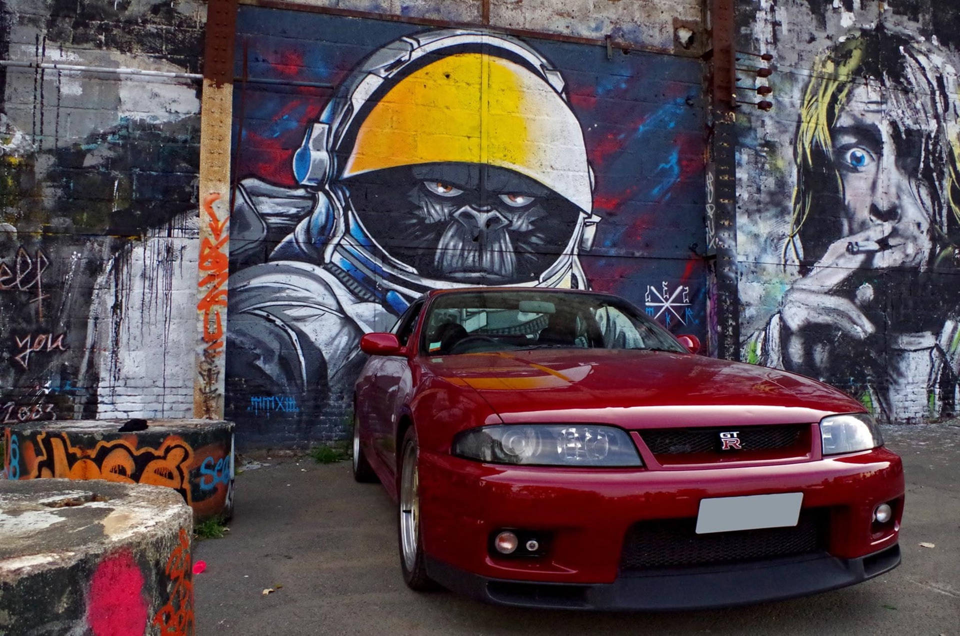 深紅色日產Skyline GTR R33壁紙