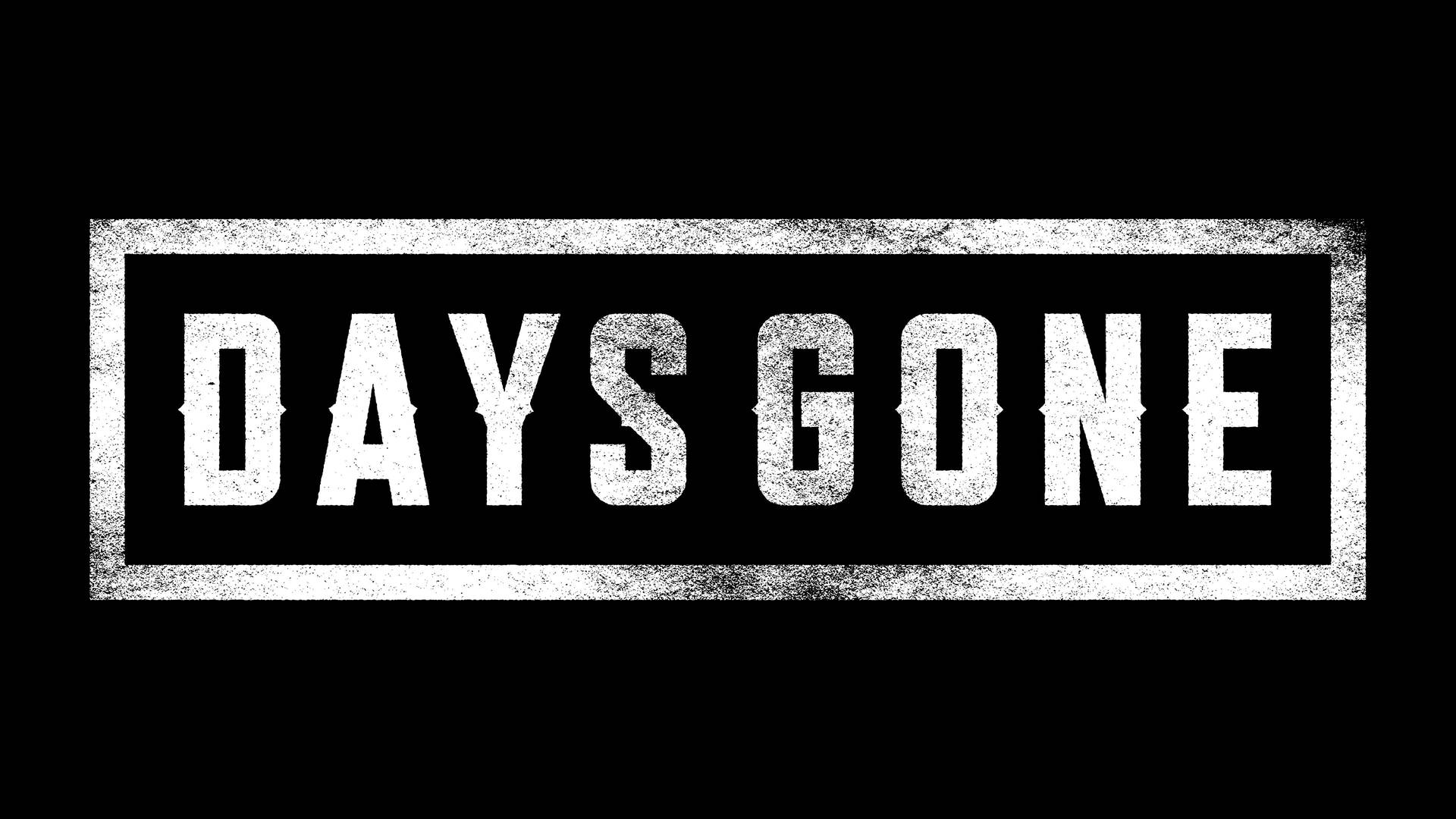 遊戲標誌文字「DAYS GONE」以白色帶 grunge 紋理顯示在黑色背景上。