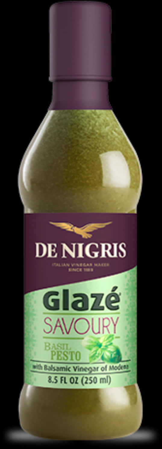 De Nigris羅勒青醬巴薩米克醬瓶 壁紙 — 一瓶De Nigris Glazé Savoury Basil Pesto釉面醬，配以摩德納香醋，立在黑色背景前。