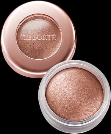 玫瑰金眼影膏 DECORTE 壁紙 — Decorté 的奢華玫瑰金閃粉粉盒在純黑背景上閃爍光芒。