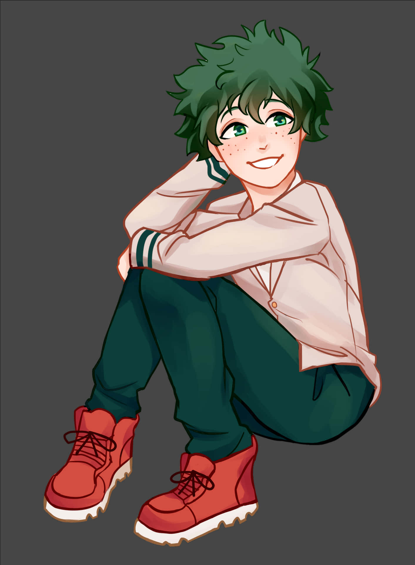 Deku 坐姿休閒插畫 壁紙
