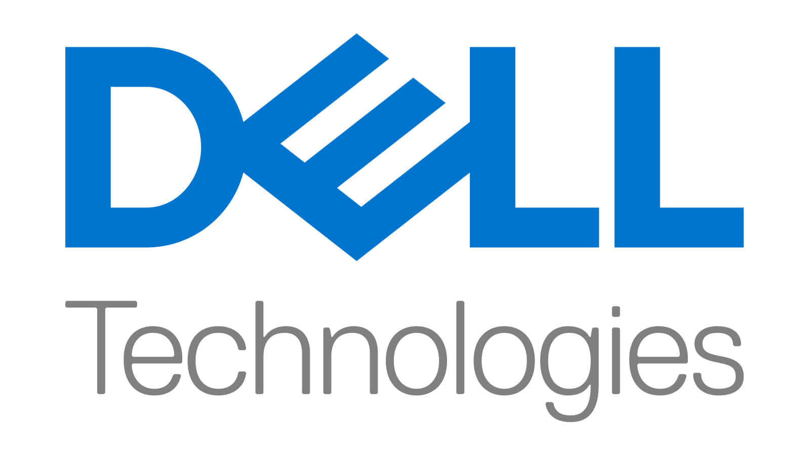Dell Technologies 企業標誌，藍色和灰色，白色背景
