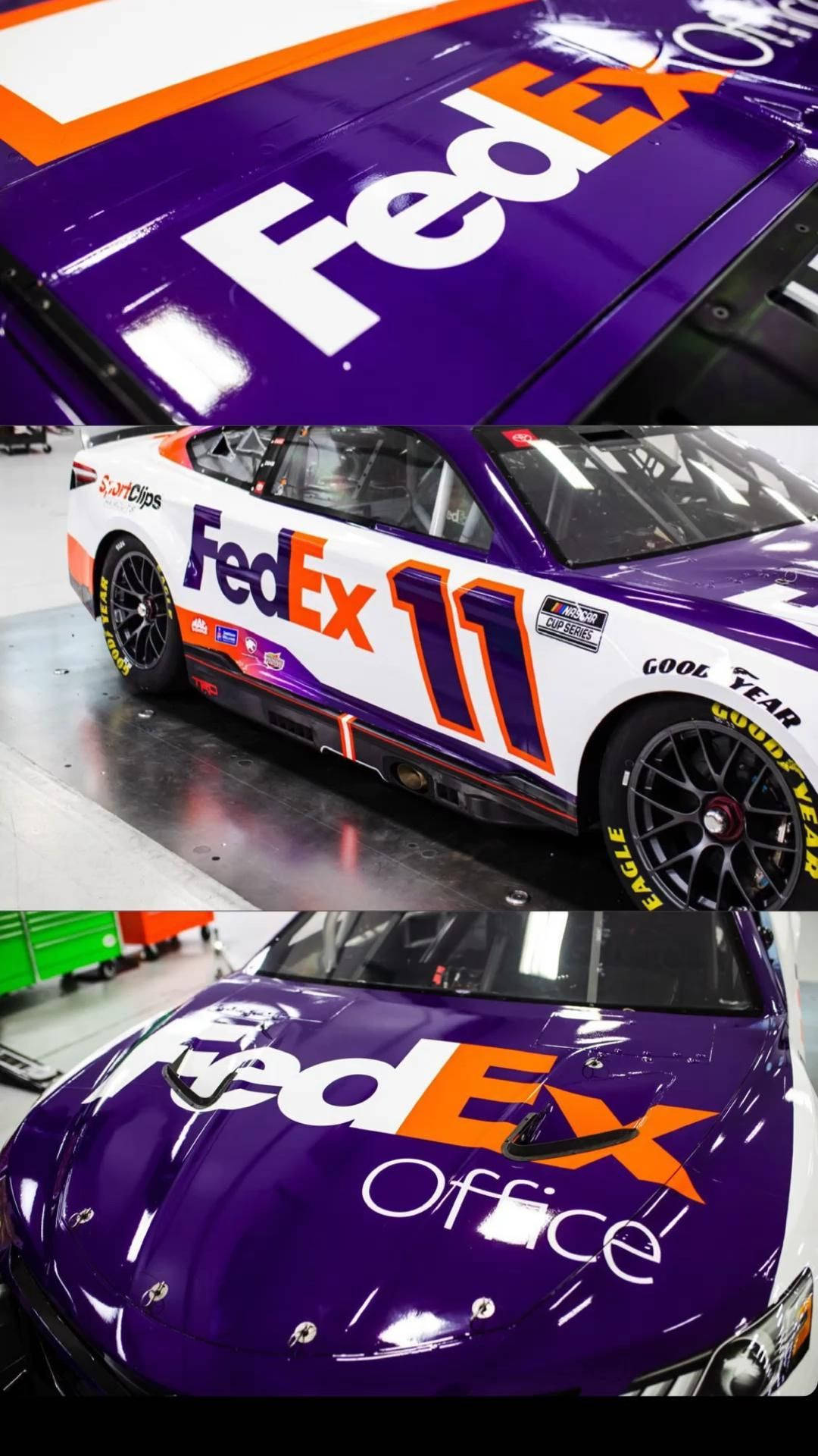 由FedEx Office贊助的號碼11賽車的特寫視角。