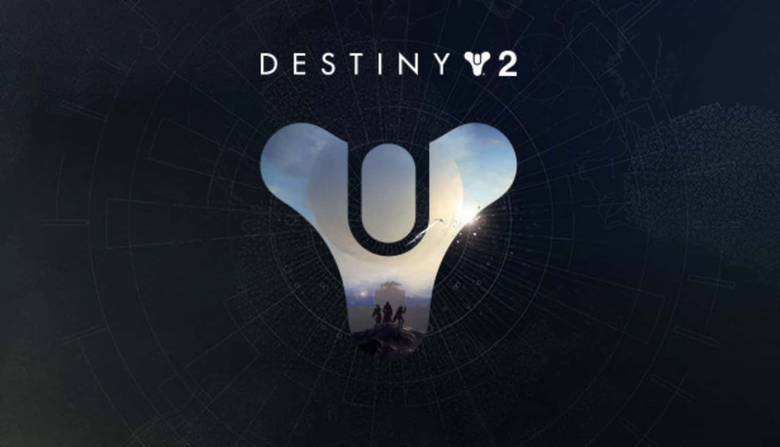 Destiny 2標誌形狀像Y，人物在懸崖上，背景是明亮的天空。